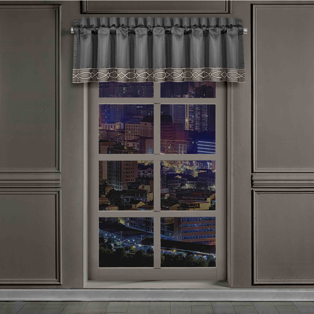 J Queen Deco Charcoal Straight Window Valance Window Valances By J. Queen New York