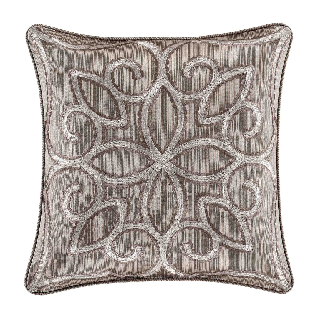 Deco Silver Square Decorative Throw Pillow 18"W x 18"L By J Queen Throw Pillows By J. Queen New York