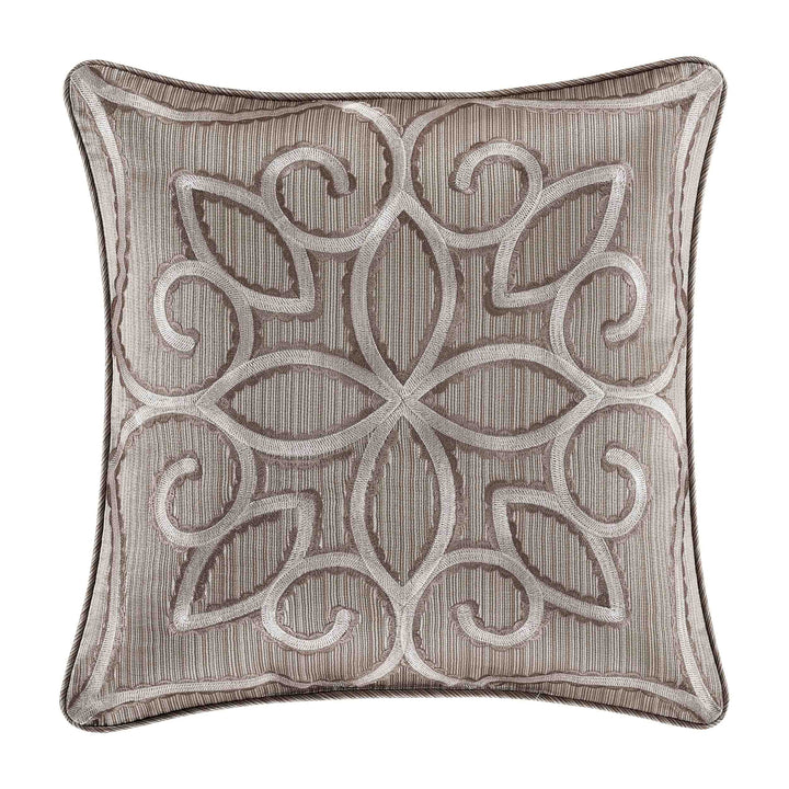 Deco Silver Square Decorative Throw Pillow 18"W x 18"L By J Queen Throw Pillows By J. Queen New York