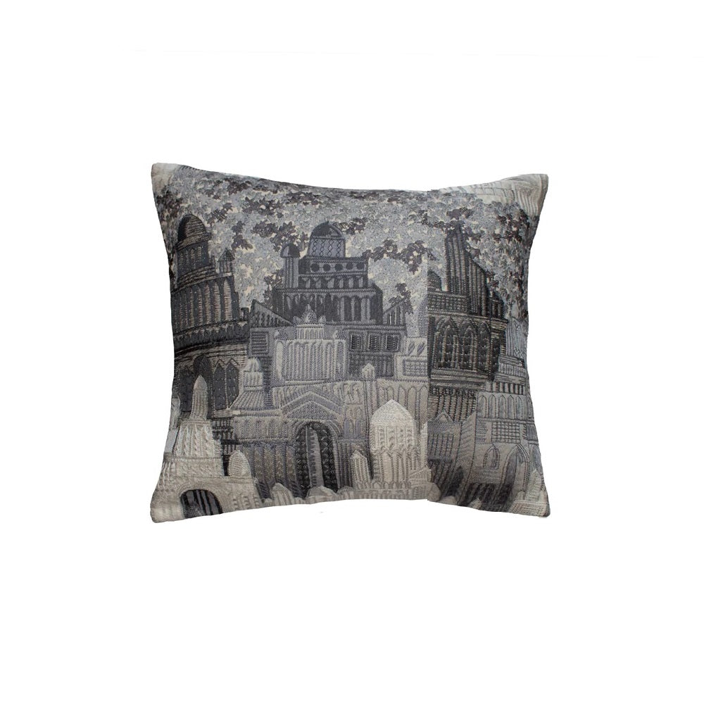 Duomo Grey Square Decorative Throw Pillow 24" x 24" Throw Pillows By Ann Gish