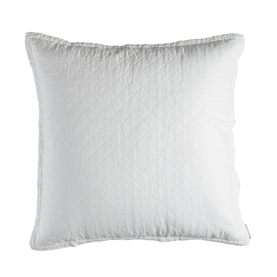 Emily White Linen Diamond Quilted Euro Pillow Throw Pillows By Lili Alessandra