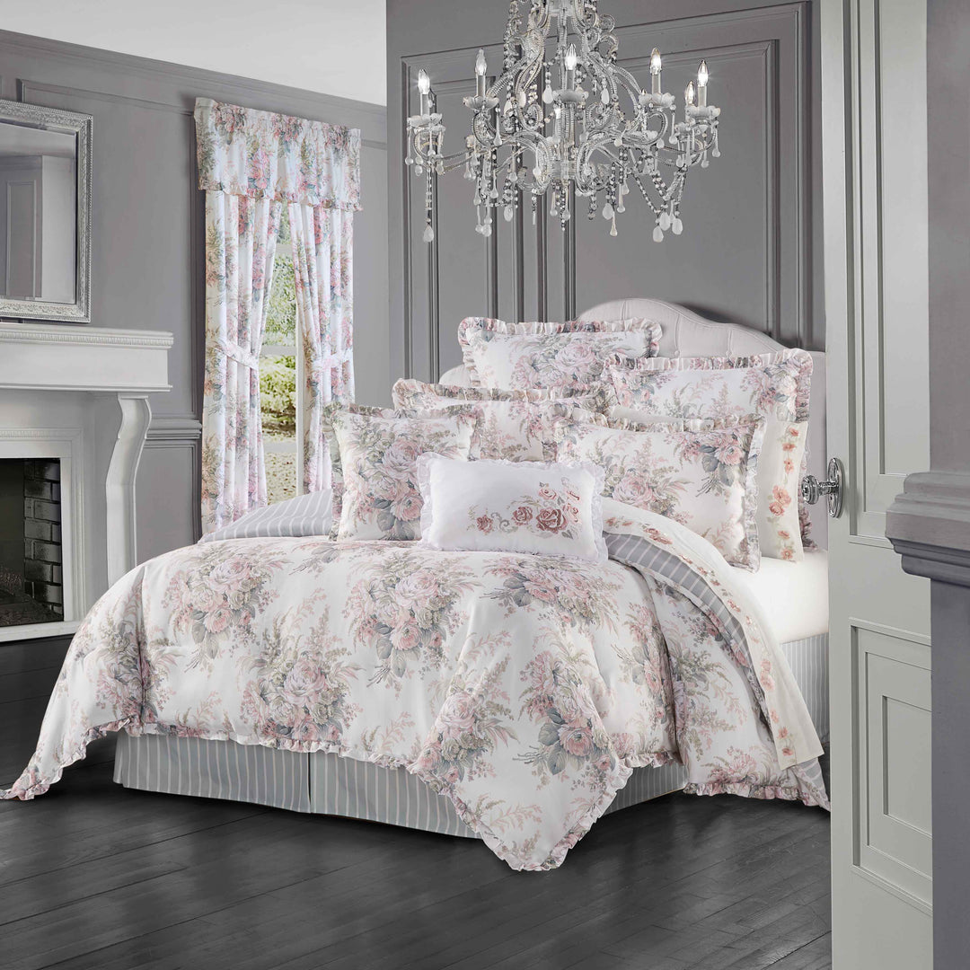 Full/Queen Teen Modern Luxe Floral Comforter Set Pink/Gray/Blue - Makers  Collective