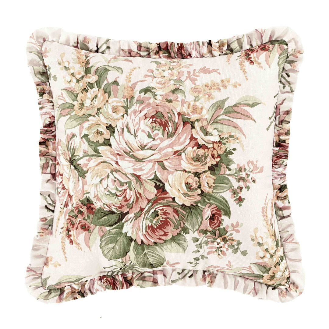 Estelle Coral Square Decorative Throw Pillow 16" x 16" Throw Pillows By J. Queen New York