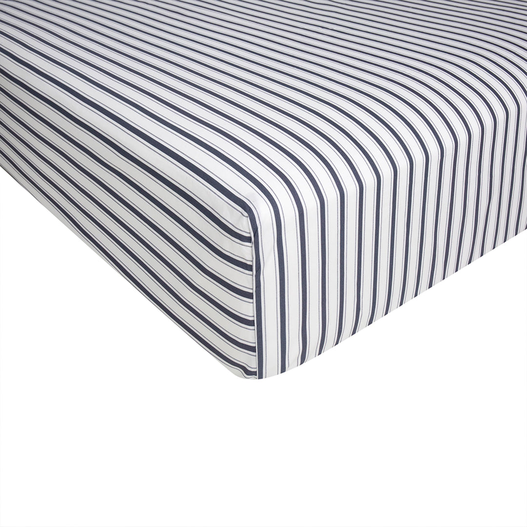 Four Continents Blue/White 200 Thread Count 100% Cotton Percale Fitted Sheet Fitted Sheet By Anne de Solène