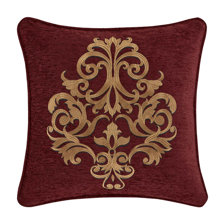Garnet Red Square Decorative Throw Pillow 18" x 18" By J Queen Throw Pillows By J. Queen New York