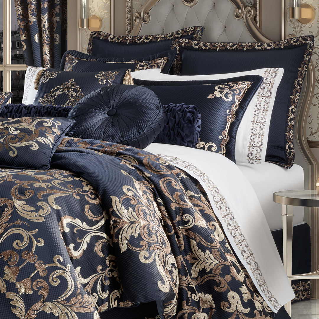 Giardino Blue 4-Piece Comforter Set By J Queen – Latest Bedding