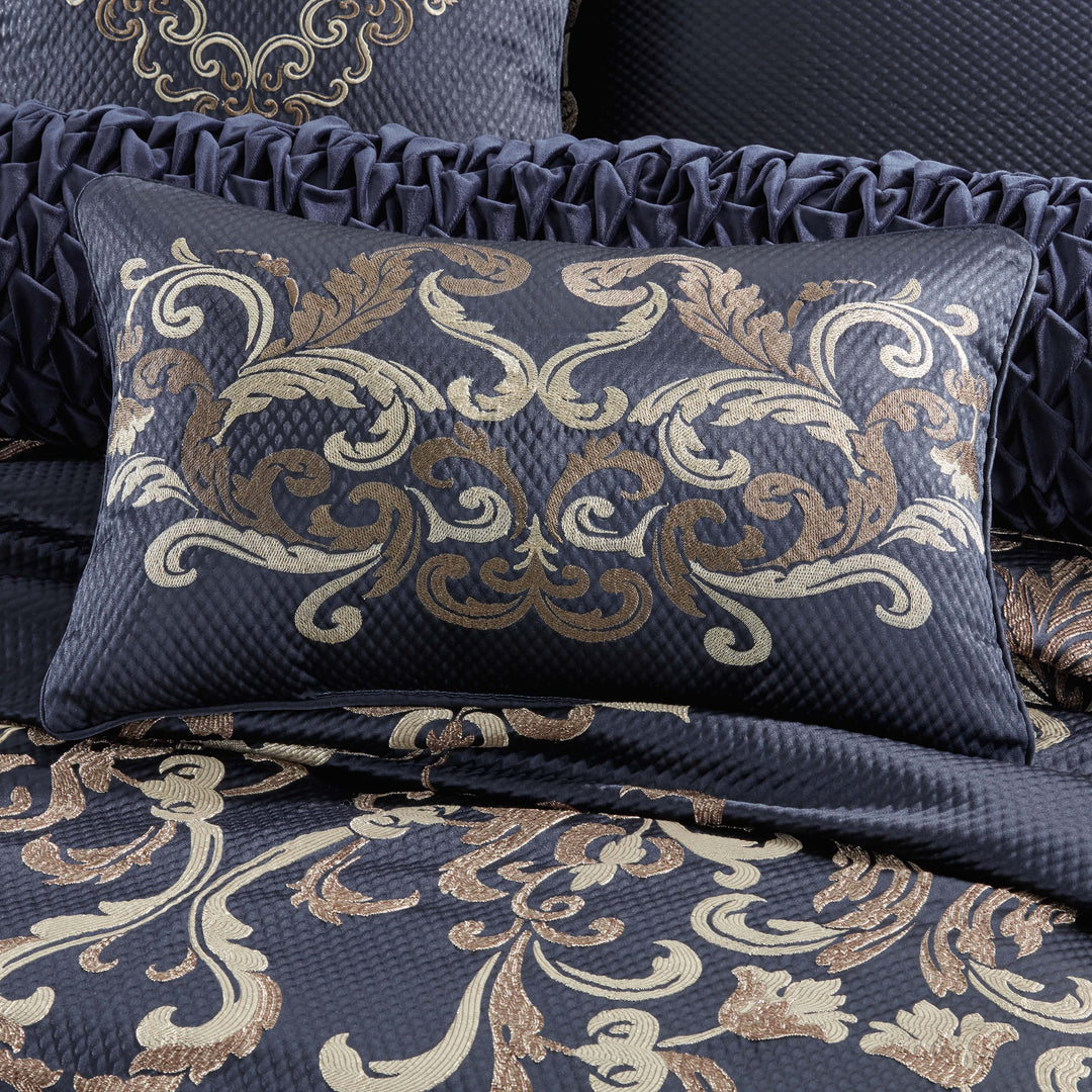 Giardino Blue Boudoir Decorative Throw Pillow 22" x 14" By J Queen- Throw Pillows By J. Queen New York
