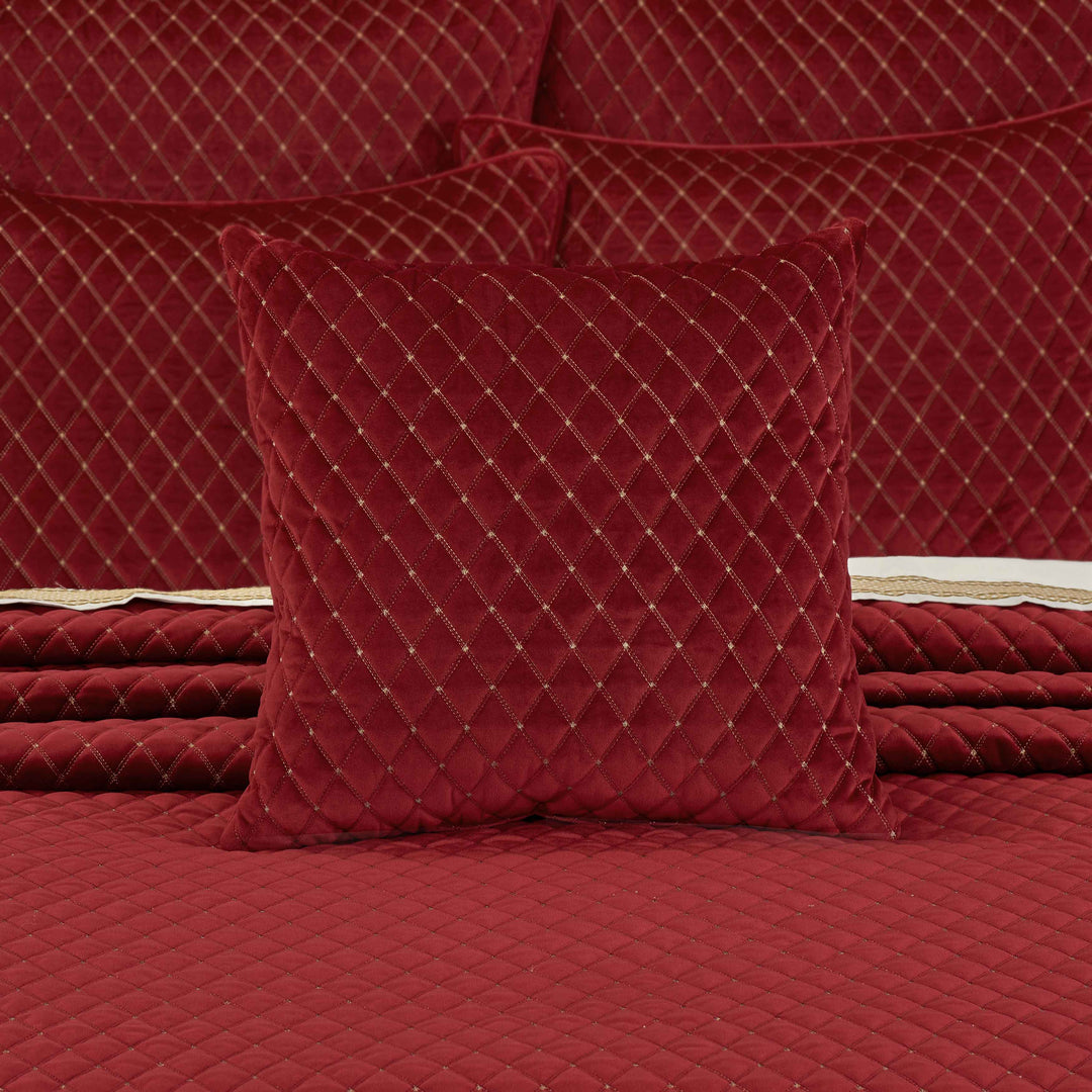Grandeur Crimson Square Decorative Throw Pillow 20" x 20" Throw Pillows By J. Queen New York