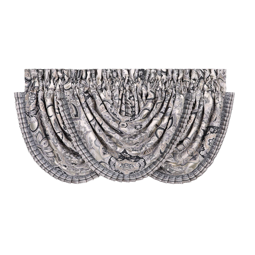 Guiliana Silver/Black Waterfall Window Valances Window Valances By J. Queen New York