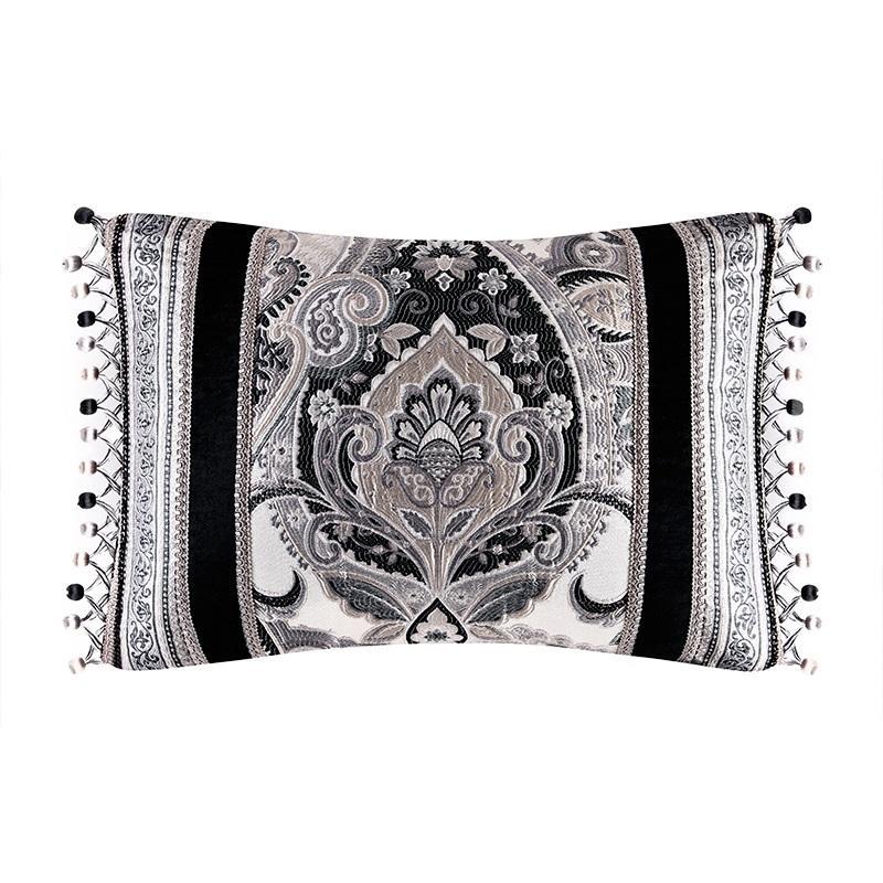 Guiliana Silver/Black Boudoir Decorative Throw Pillow By J Queen Throw Pillows By J. Queen New York