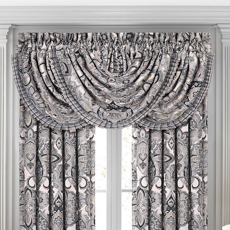 Guiliana Silver/Black Waterfall Window Valances Window Valances By J. Queen New York
