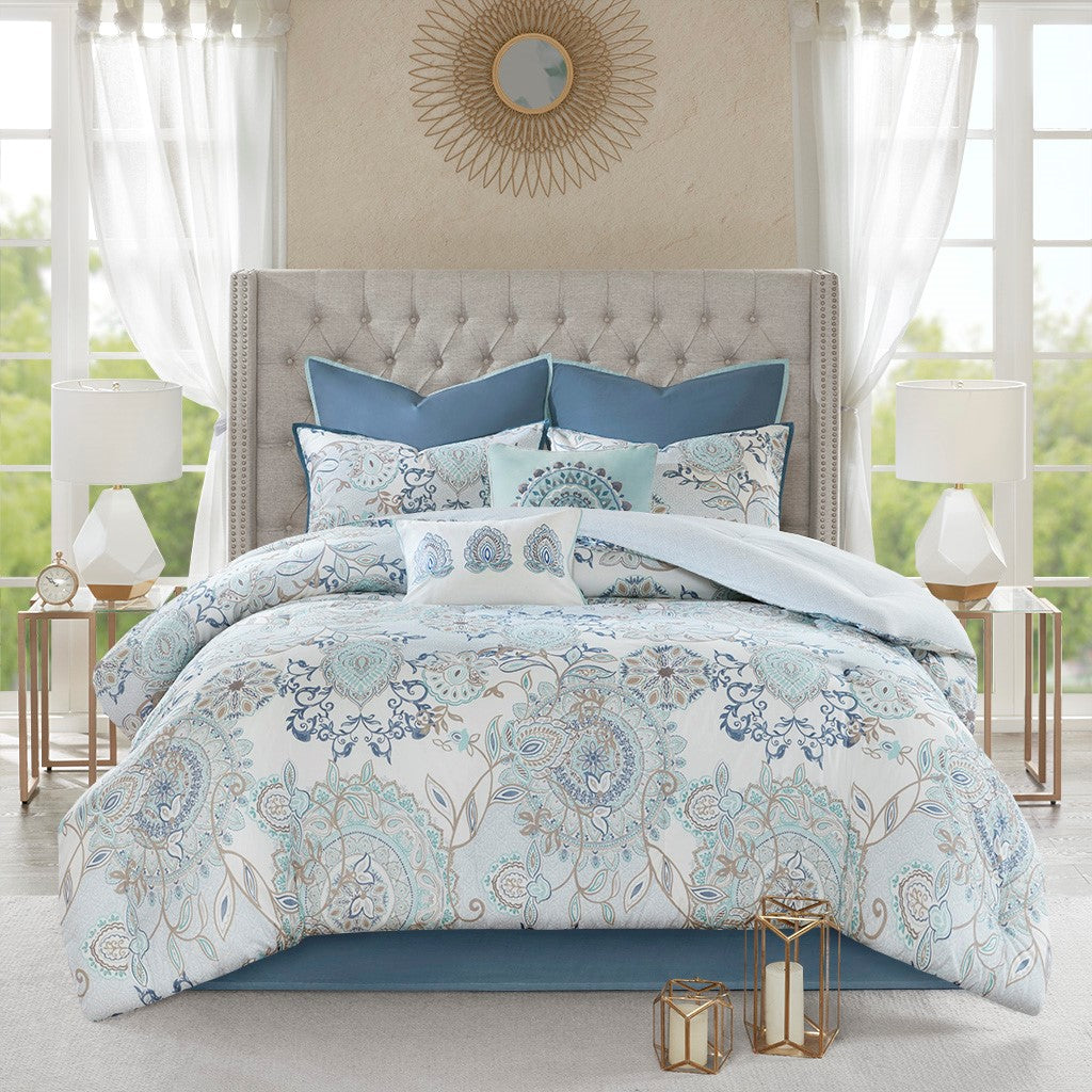 Floral Desing 8-Piece Comforter Set Comforter Sets By JLA HOME/Olliix (E & E Co., Ltd)