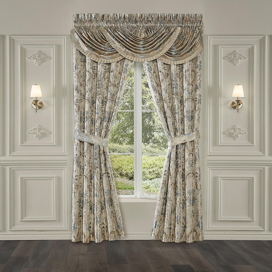 Jacqueline Teal Waterfall Window Valance By J Queen Window Valances By J. Queen New York
