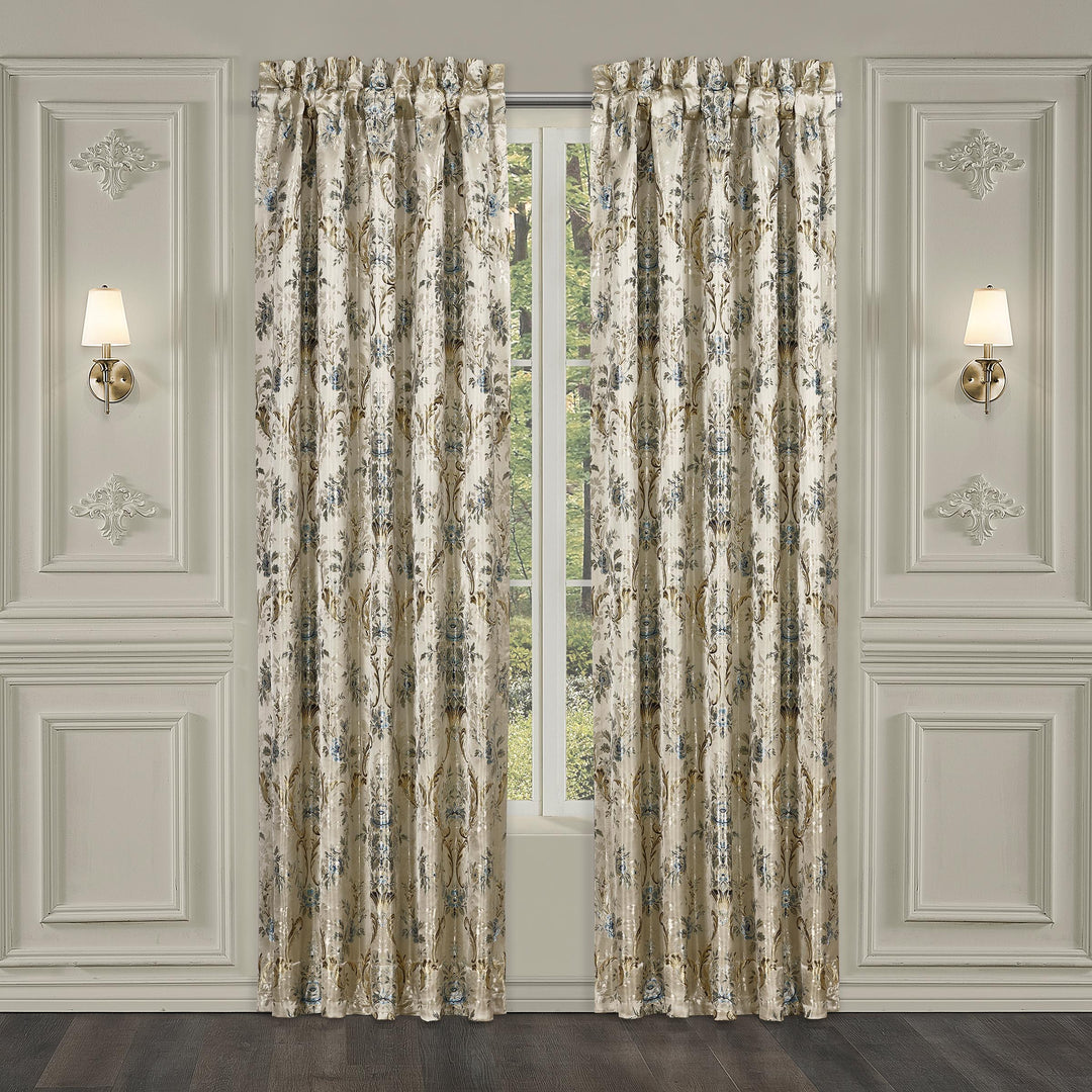 Jacqueline Teal Window Panel Pair (Set of 2) Window Panels By J. Queen New York