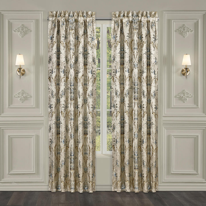 Jacqueline Teal Window Panel Pair (Set of 2) Window Panels By J. Queen New York