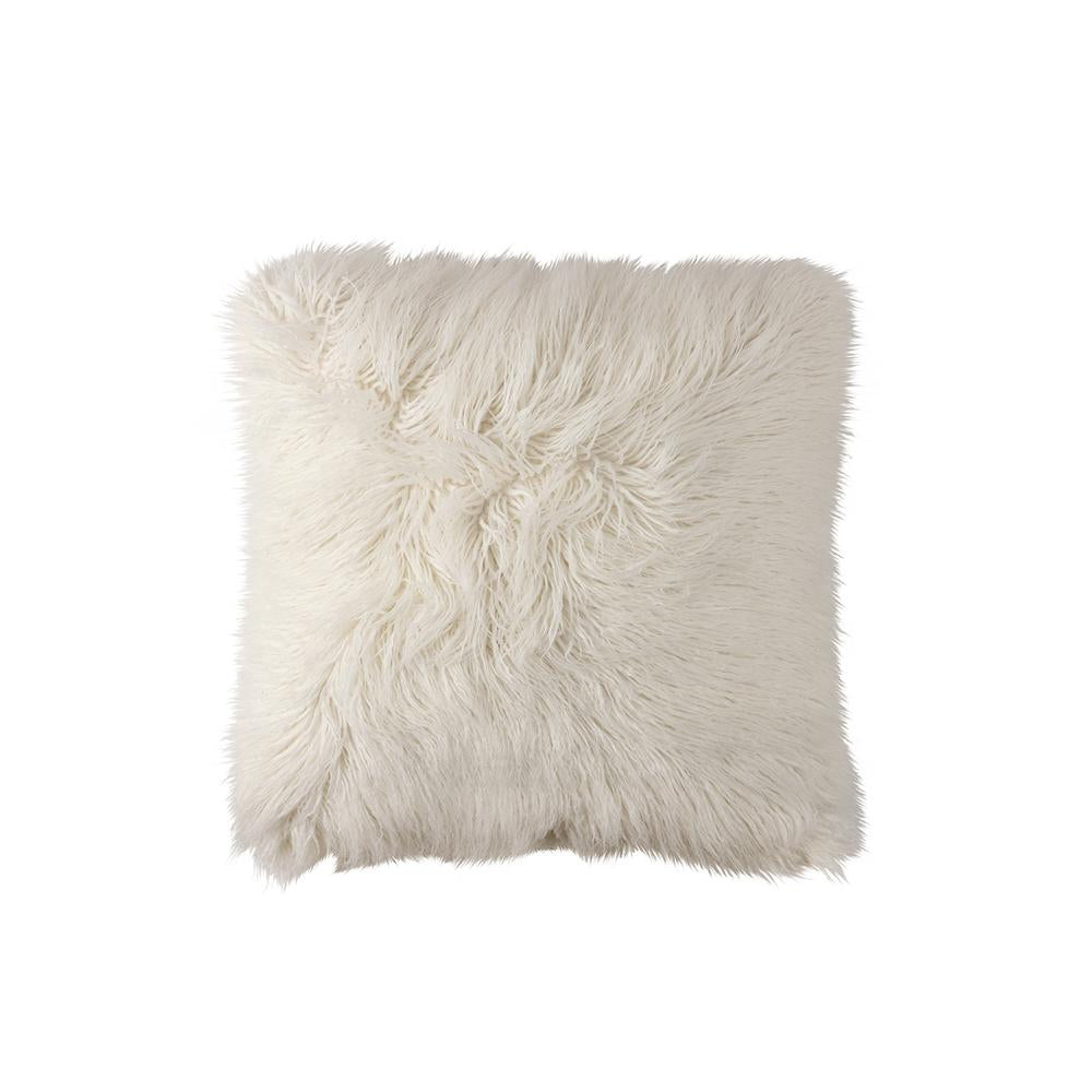 Coco White Faux Fur Square Decorative Throw Pillow 24" x 24" Throw Pillows By Lili Alessandra