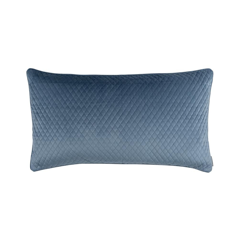 Valentina Smoky Blue Quilted Rectangle Euro Decorative Throw Pillow 30" x 18" Throw Pillows By Lili Alessandra