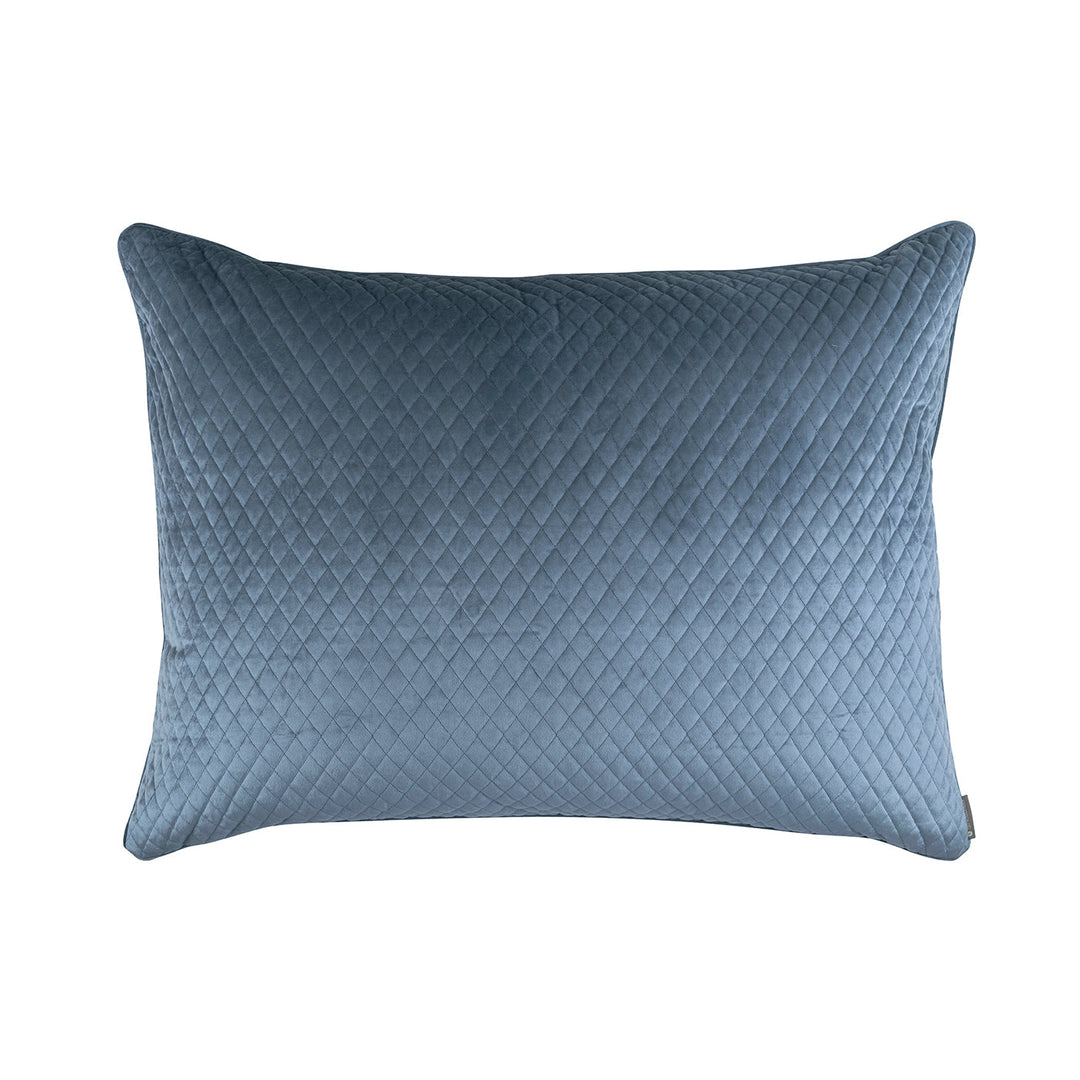 Valentina Smoky Blue Quilted Luxe Euro Decorative Throw Pillow 36" x 27" Throw Pillows By Lili Alessandra