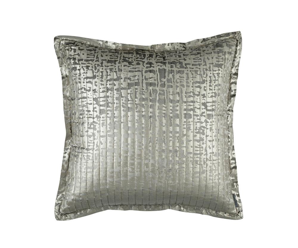 Jolie Silver Velvet / Gold Print Euro Decorative Throw Pillow 26" x 26" Throw Pillows By Lili Alessandra