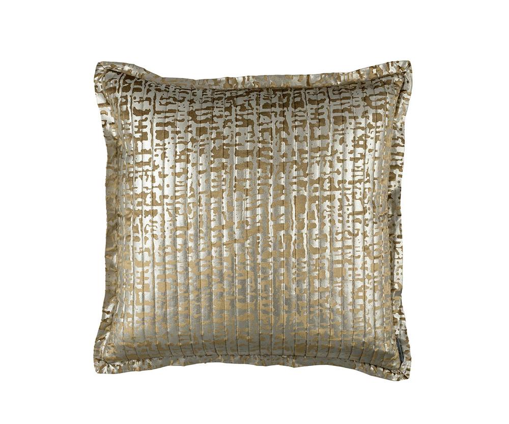 Jolie Straw Velvet / Gold Print Euro Decorative Throw Pillow 26" x 26" Throw Pillows By Lili Alessandra