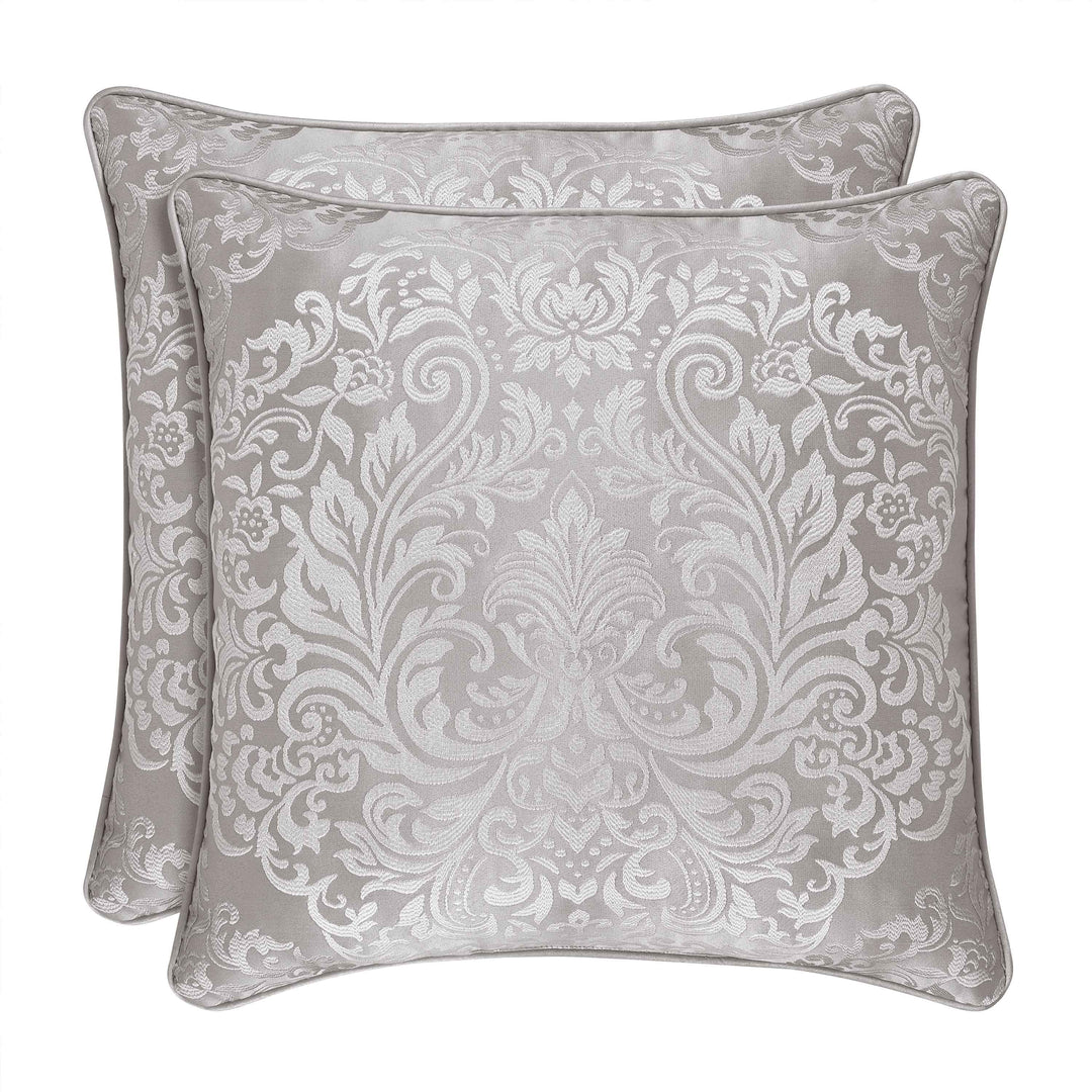 LaScala Silver Square Decorative Throw Pillow 20" x 20" By J Queen Throw Pillows By J. Queen New York