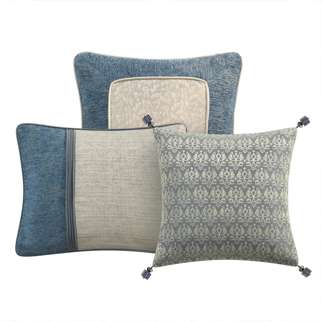 Laurent Navy Decorative Throw Pillow Set of 3 Throw Pillows By Waterford