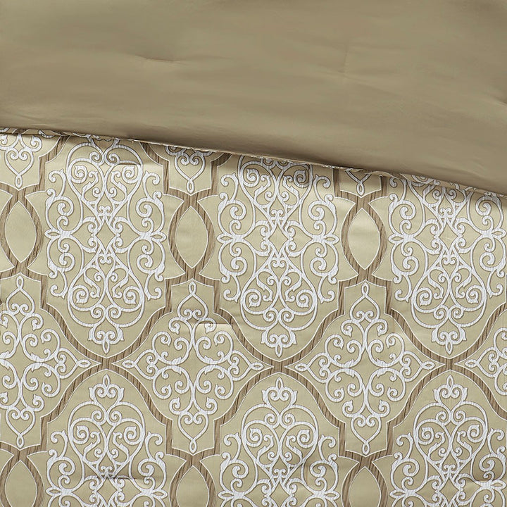 Lavine Gold 12-Piece Comforter Set Comforter Sets By JLA HOME/Olliix (E & E Co., Ltd)