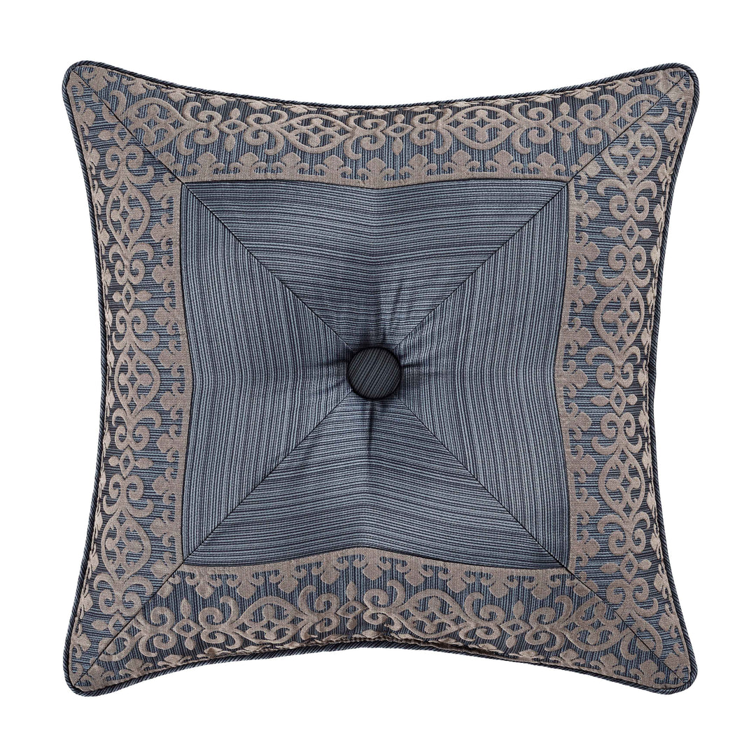 Leah Blue Square Embellished Decorative Throw Pillow 18" x 18" Throw Pillows By J. Queen New York