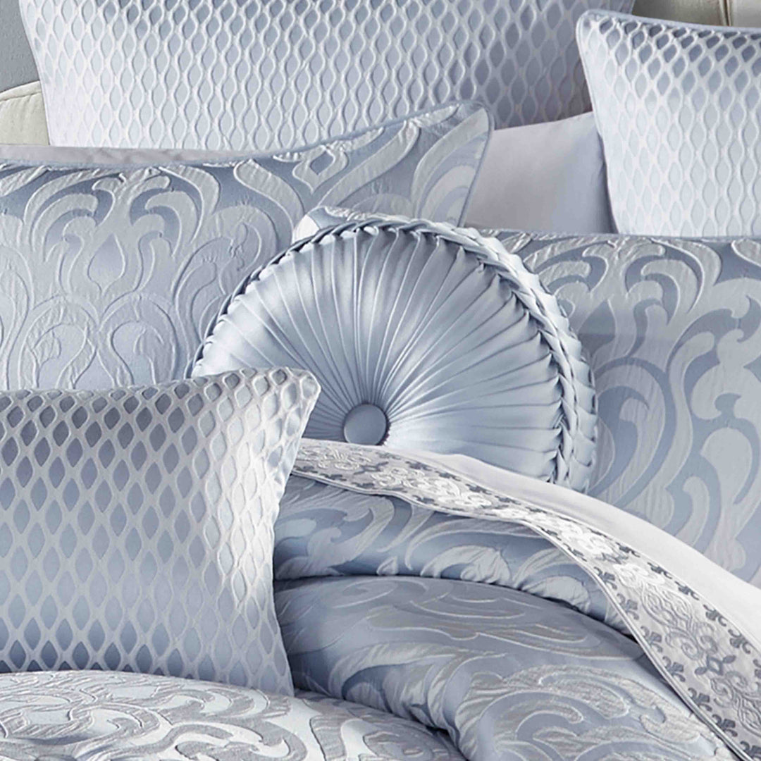 Liana Powder Blue Tufted Round Decorative Throw Pillow 15" x 15" Throw Pillows By J. Queen New York