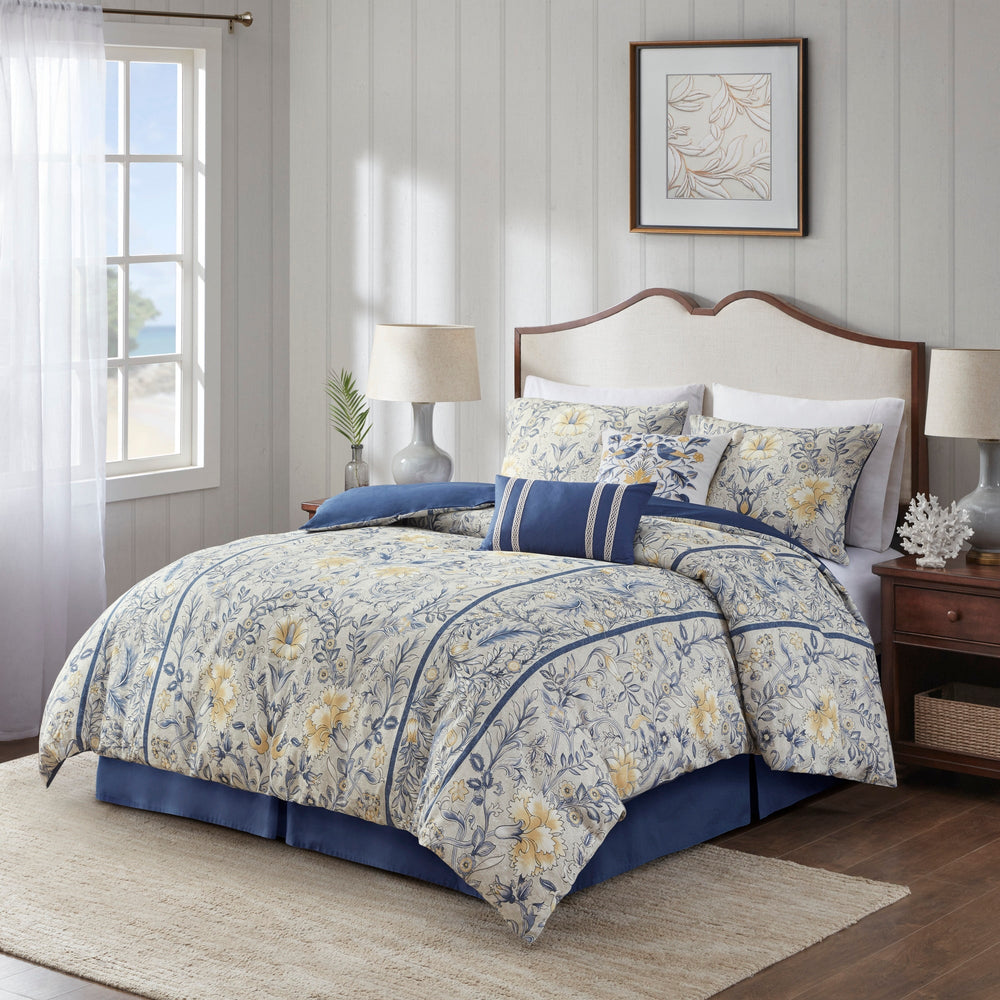 Livia Blue 6-Piece Comforter Set Comforter Sets By JLA HOME/Olliix (E & E Co., Ltd)