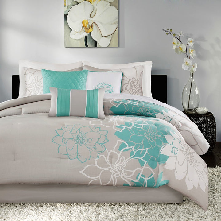 Lola Aqua 7-Piece Comforter Set Comforter Sets By JLA HOME/Olliix (E & E Co., Ltd)