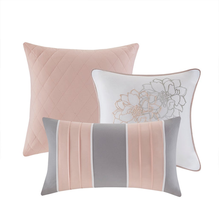 Lila Grey/Blush 7-Piece Comforter Set Comforter Sets By JLA HOME/Olliix (E & E Co., Ltd)