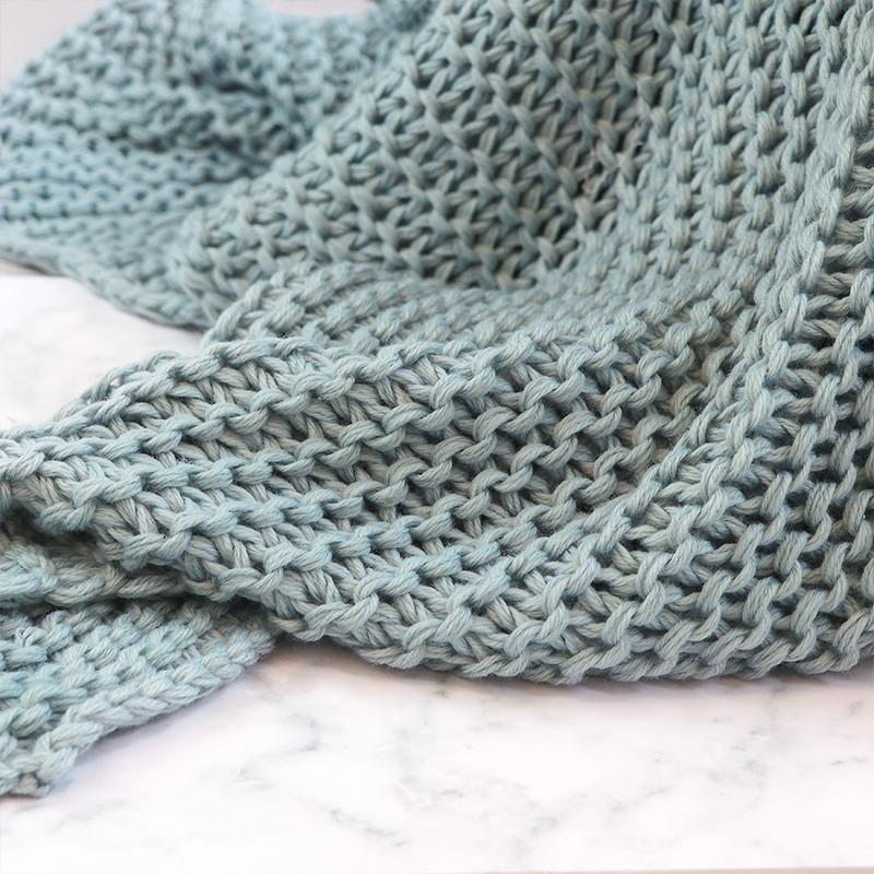 Luca Aqua Chunky Knit Throw By J Queen Throws By J. Queen New York