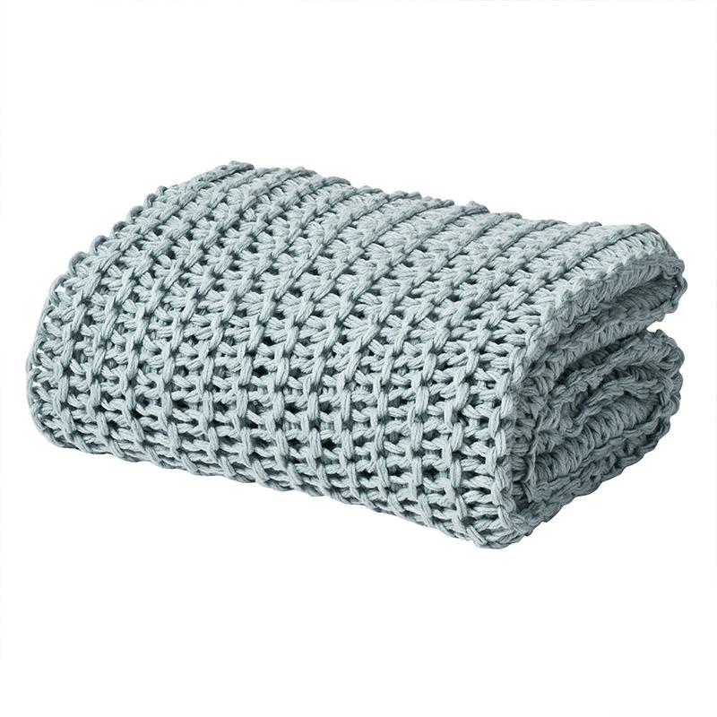 Luca Aqua Chunky Knit Throw By J Queen Throws By J. Queen New York