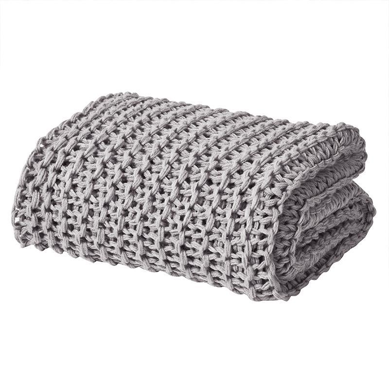 Luca Grey Chunky Knit Throw By J Queen Throws By J. Queen New York
