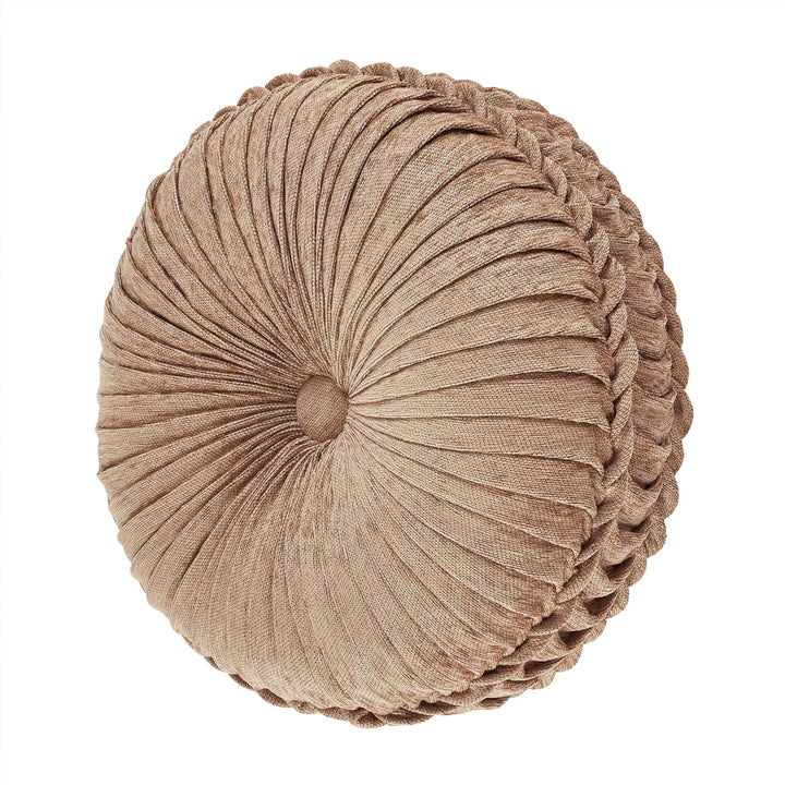 Luciana Beige Round Decorative Throw Pillow 15" X 15" By J Queen Throw Pillows By J. Queen New York