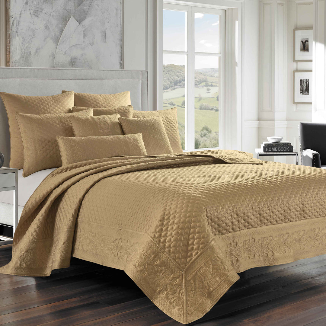 Lyndon Gold Quilted Coverlet Coverlet By J. Queen New York