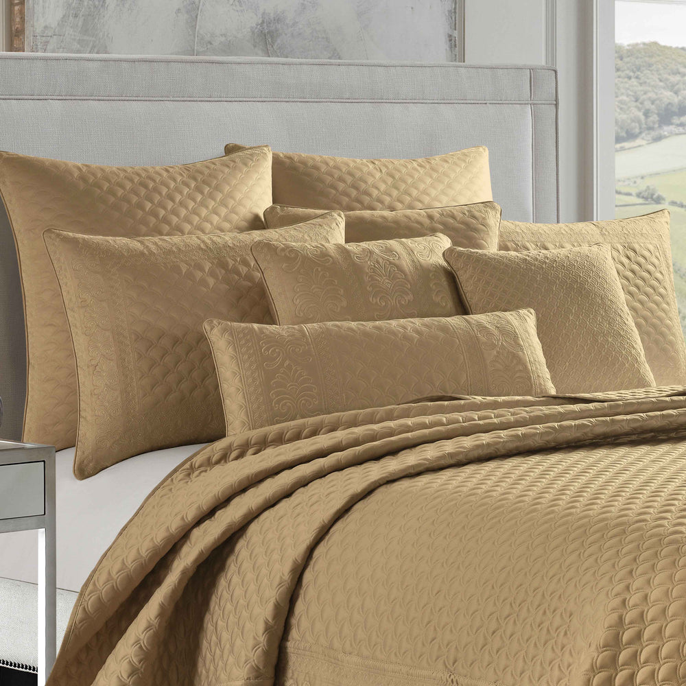 Lyndon Gold Quilted Coverlet Coverlet By J. Queen New York