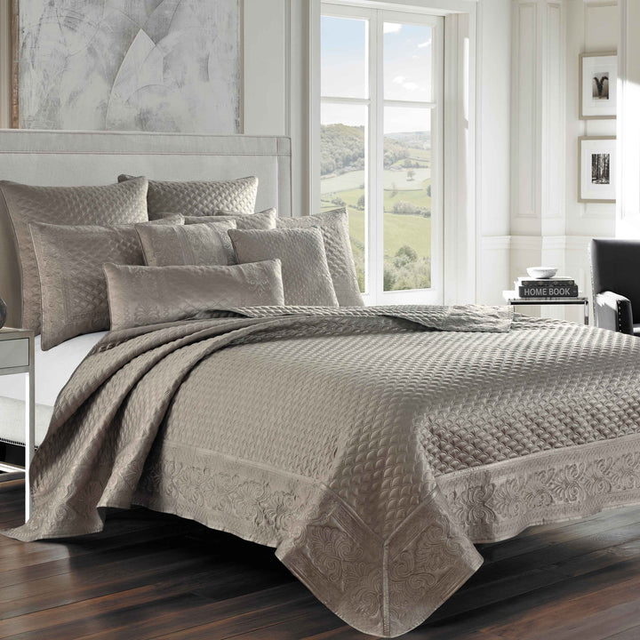 Lyndon Taupe Quilted Coverlet Coverlet By J. Queen New York