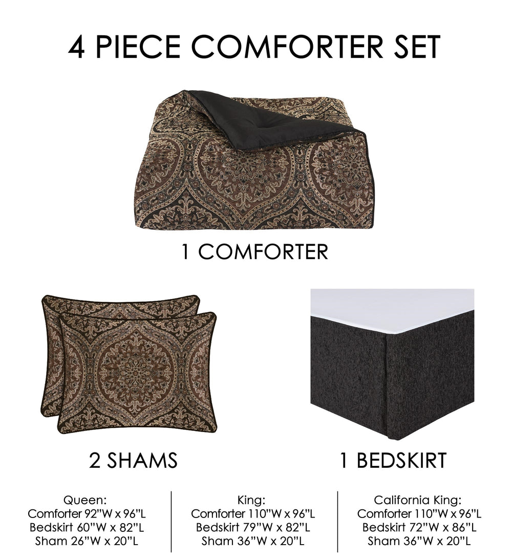 Mahogany Chocolate 4-Piece Comforter Set By J Queen Comforter Sets By J. Queen New York