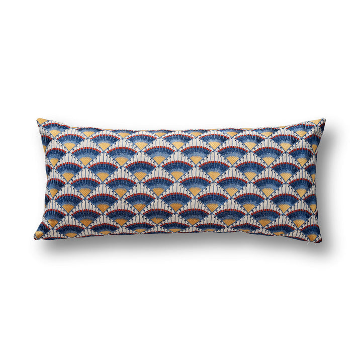 Maiolica Blues Oblong Decorative Throw Pillow 36" x 16" Throw Pillows By Ann Gish