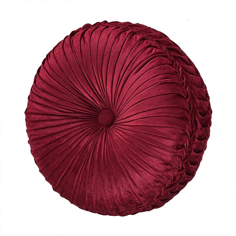 Maribella Crimson Tufted Round Decorative Throw Pillow By J Queen Throw Pillows By J. Queen New York
