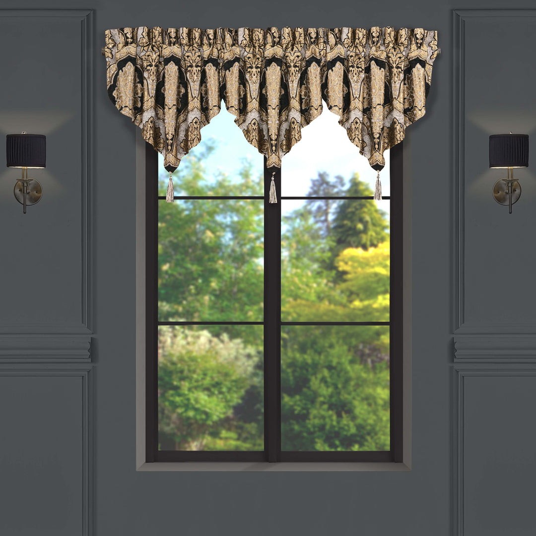 Melina Black Ascot Window Valance By J Queen Window Valances By J. Queen New York