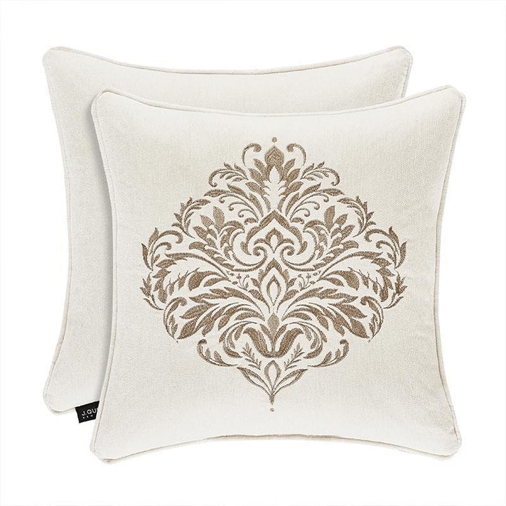 Milano Sand Square Embellished Decorative Throw Pillow By J Queen Throw Pillows By J. Queen New York
