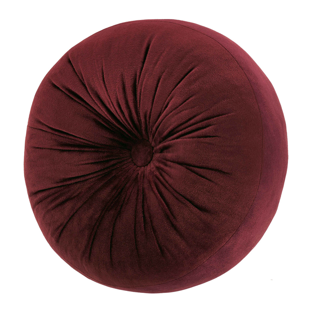 Montecito Red Tufted Round Decorative Throw Pillow 15" x 15" Throw Pillows By J. Queen New York