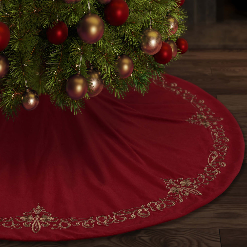 Noelle Crimson Christmas Tree Skirt Christmas Tree Skirt By J. Queen New York