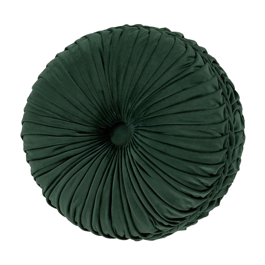 Noelle Evergreen Tufted Round Decorative Throw Pillow 15" x 15" Throw Pillows By J. Queen New York