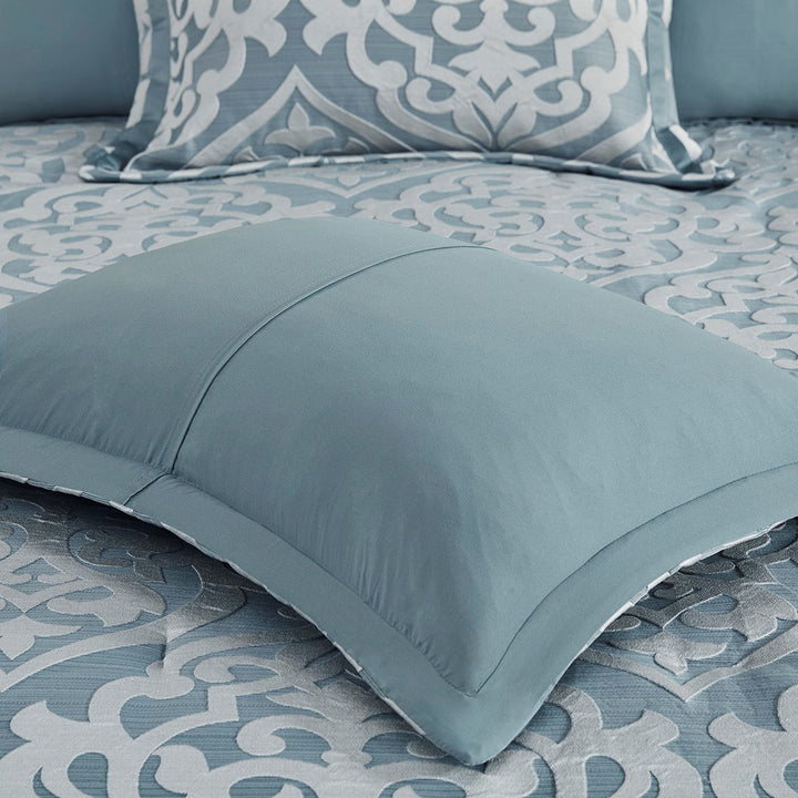 Odette Aqua 8-Piece Jacquard Comforter Set Comforter Sets By JLA HOME/Olliix (E & E Co., Ltd)