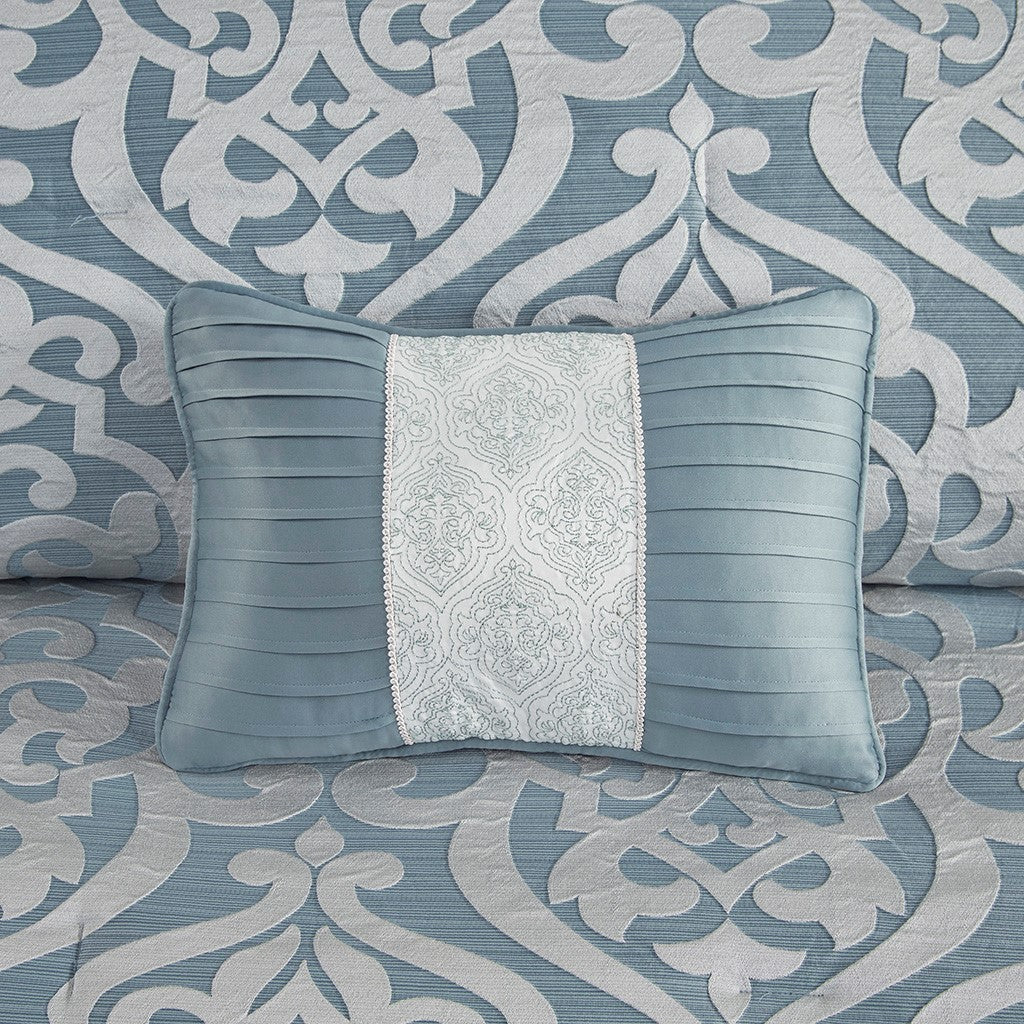 Odette Aqua 8-Piece Jacquard Comforter Set Comforter Sets By JLA HOME/Olliix (E & E Co., Ltd)