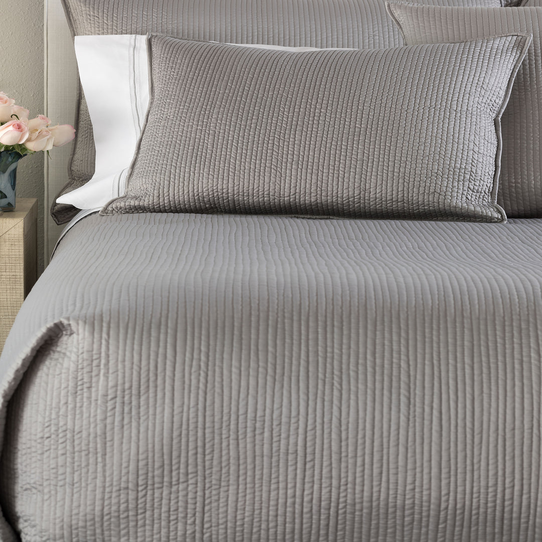 Retro Pewter S&S Quilted Coverlet Coverlet By Lili Alessandra